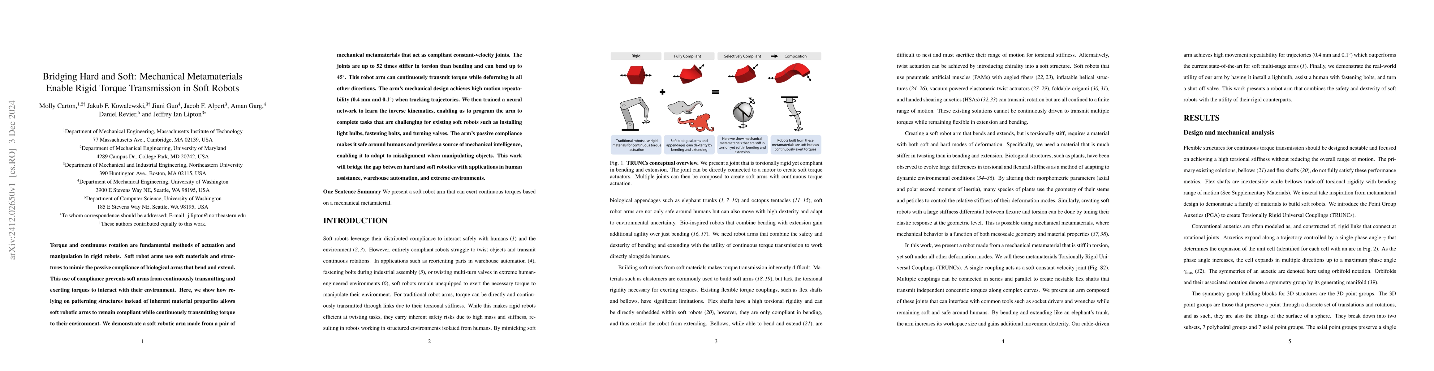 Thumbnail for Bridging Hard and Soft: Mechanical Metamaterials Enable Rigid Torque
  Transmission in Soft Robots