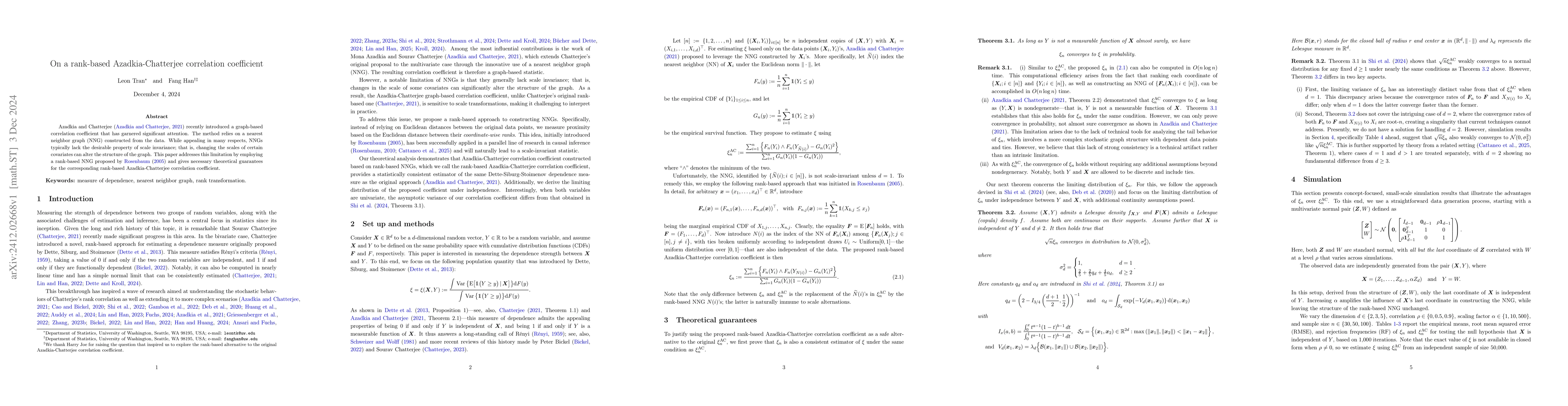 Thumbnail for On a rank-based Azadkia-Chatterjee correlation coefficient