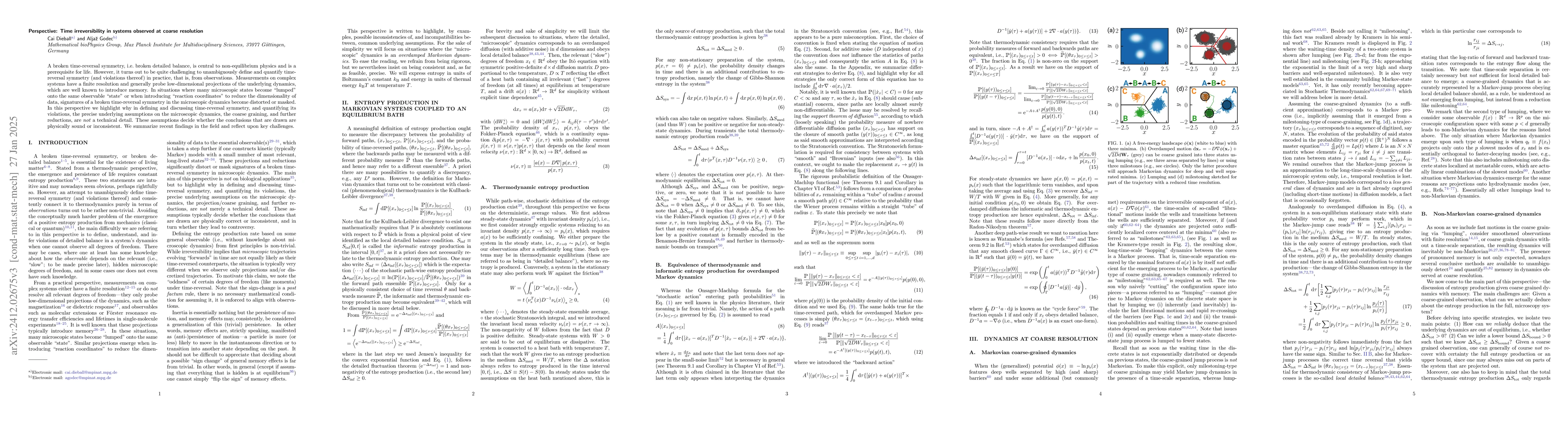 Thumbnail for Perspective: Time irreversibility in systems observed at coarse
  resolution