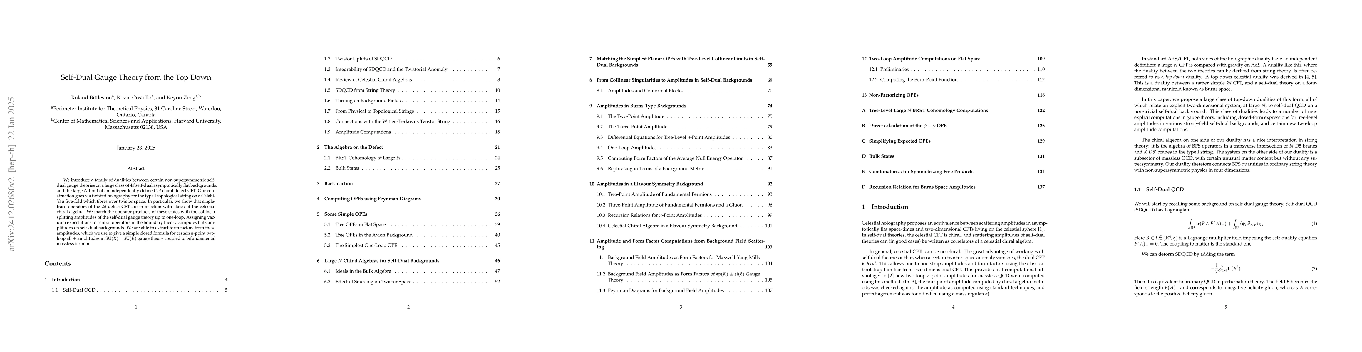 Thumbnail for Self-Dual Gauge Theory from the Top Down