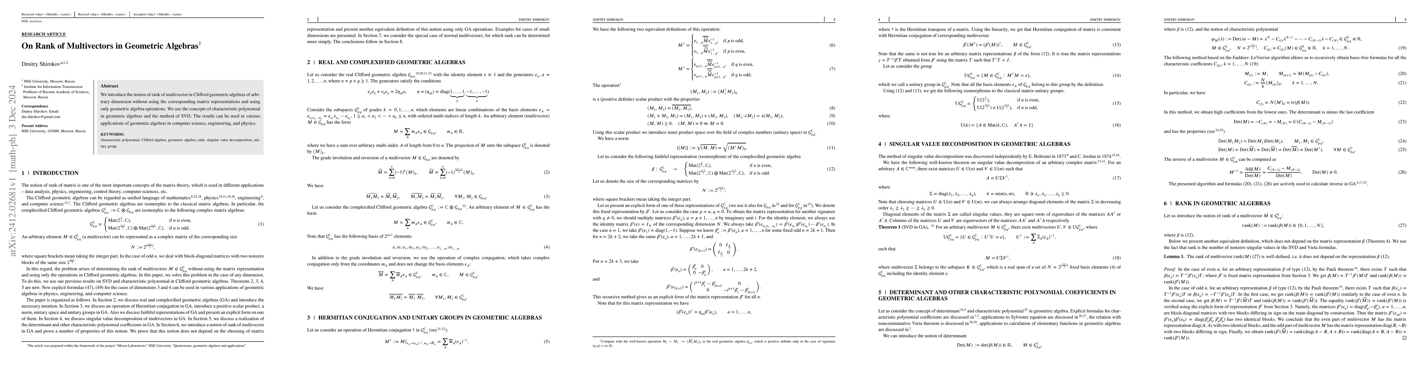 Thumbnail for On Rank of Multivectors in Geometric Algebras