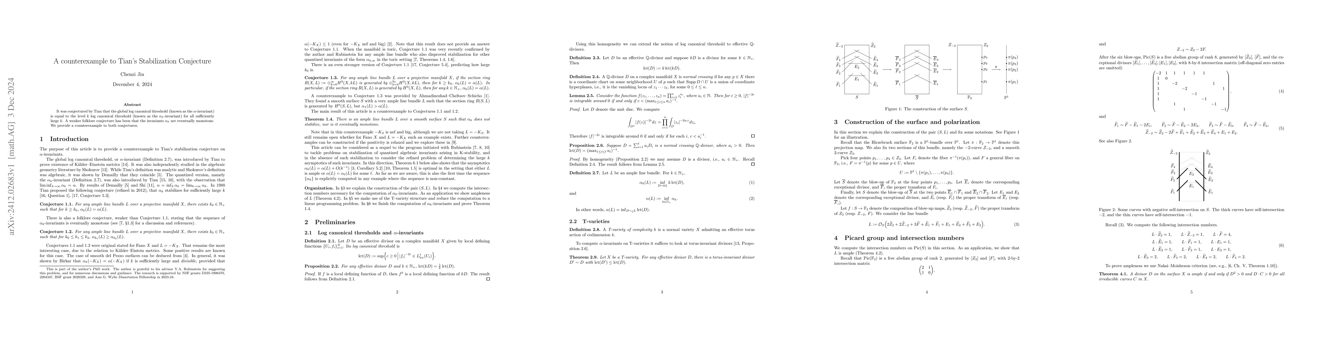 Thumbnail for A counterexample to Tian's Stabilization Conjecture
