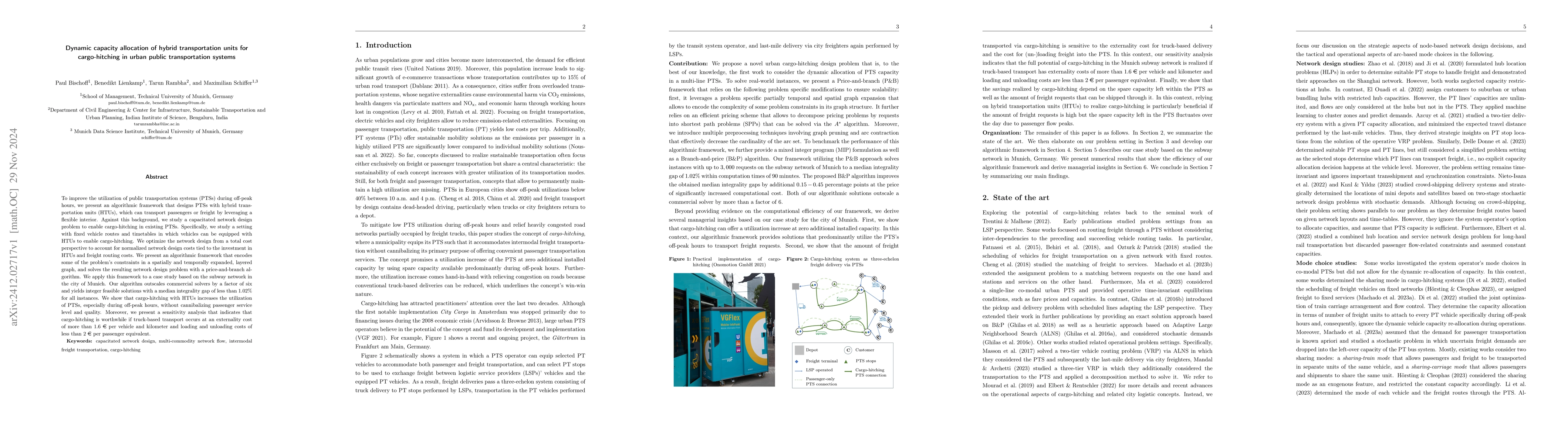 Thumbnail for Dynamic capacity allocation of hybrid transportation units for
  cargo-hitching in urban public transportation systems