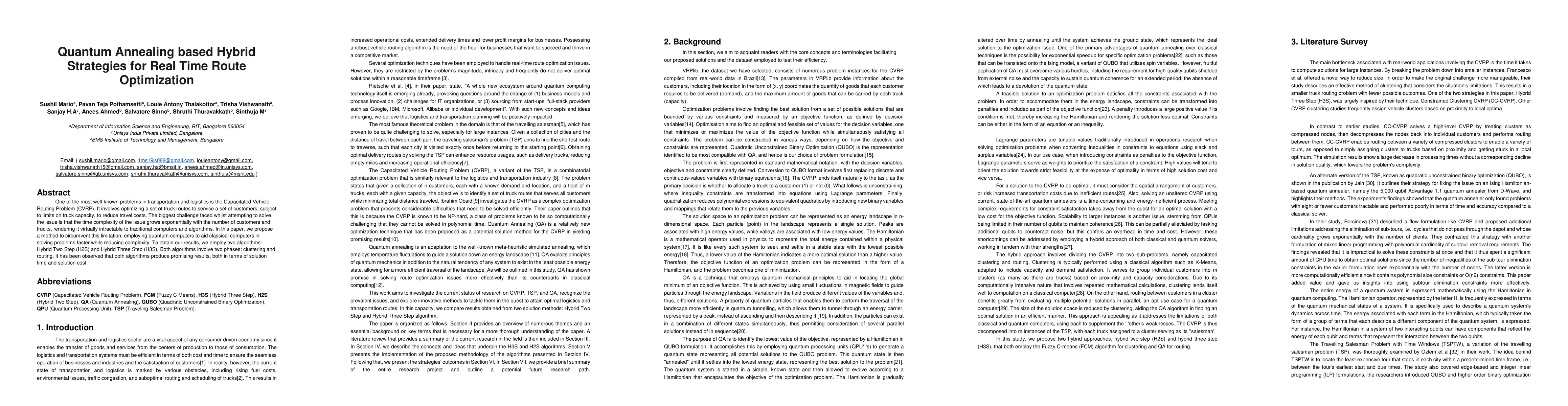 Thumbnail for Quantum Annealing based Hybrid Strategies for Real Time Route
  Optimization