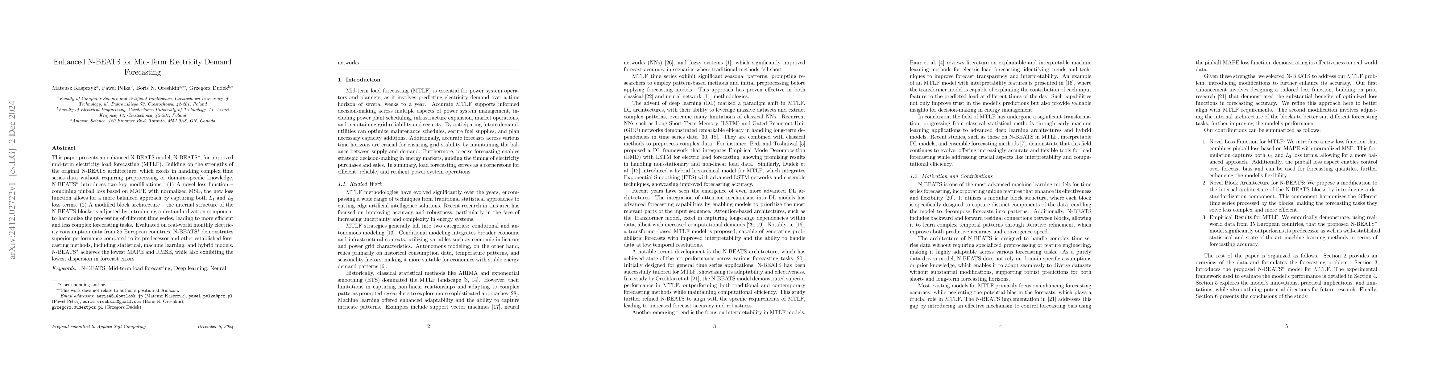 Thumbnail for Enhanced N-BEATS for Mid-Term Electricity Demand Forecasting