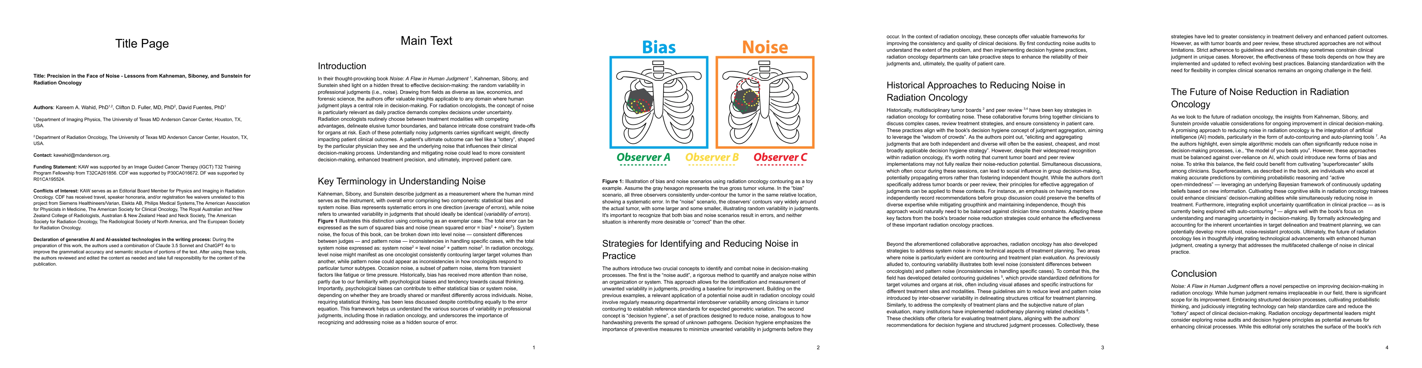 Thumbnail for Precision in the Face of Noise -- Lessons from Kahneman, Siboney, and
  Sunstein for Radiation Oncology