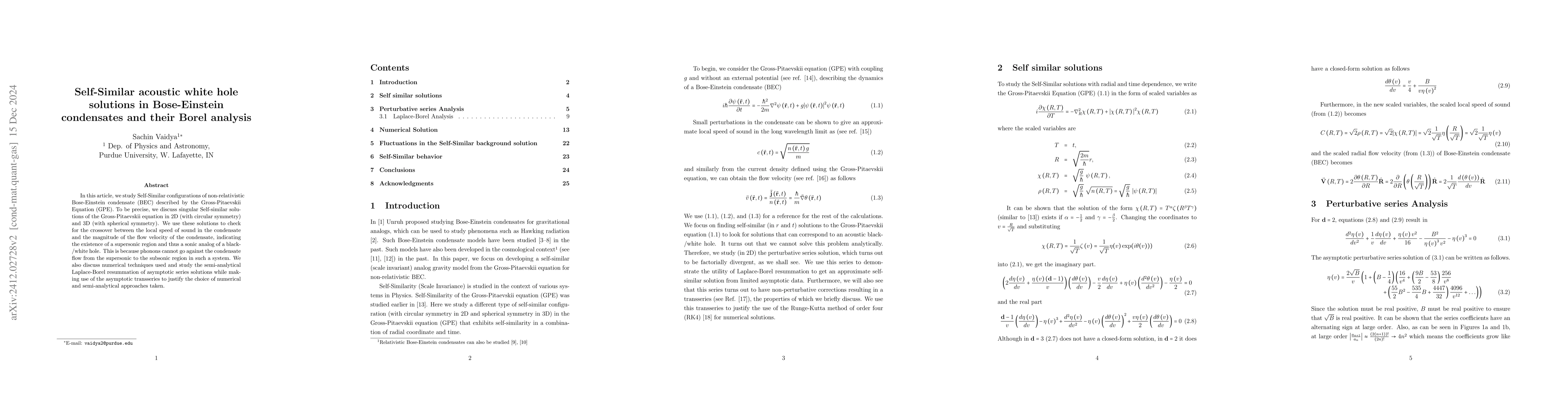Thumbnail for Self-Similar acoustic white hole solutions in Bose-Einstein condensates
  and their Borel analysis