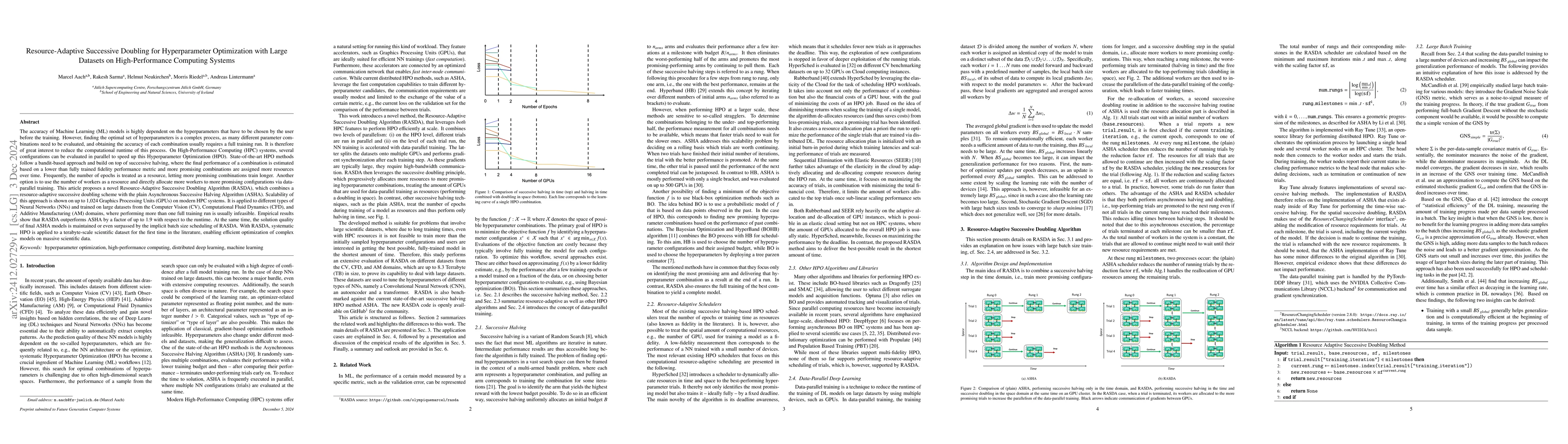 Thumbnail for Resource-Adaptive Successive Doubling for Hyperparameter Optimization
  with Large Datasets on High-Performance Computing Systems