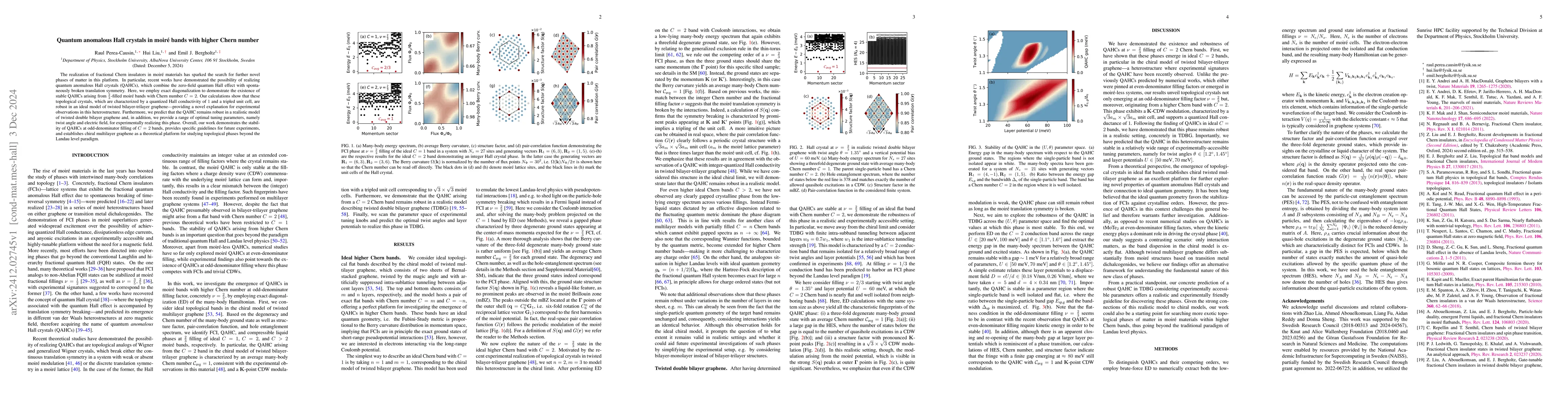 Thumbnail for Quantum anomalous Hall crystals in moiré bands with higher Chern
  number