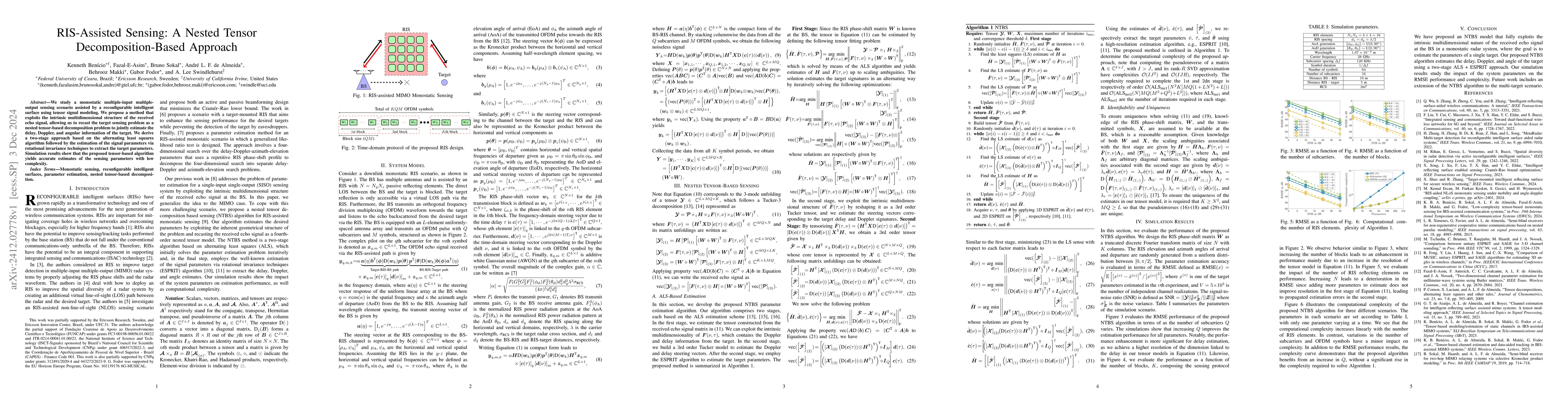 Thumbnail for RIS-Assisted Sensing: A Nested Tensor Decomposition-Based Approach