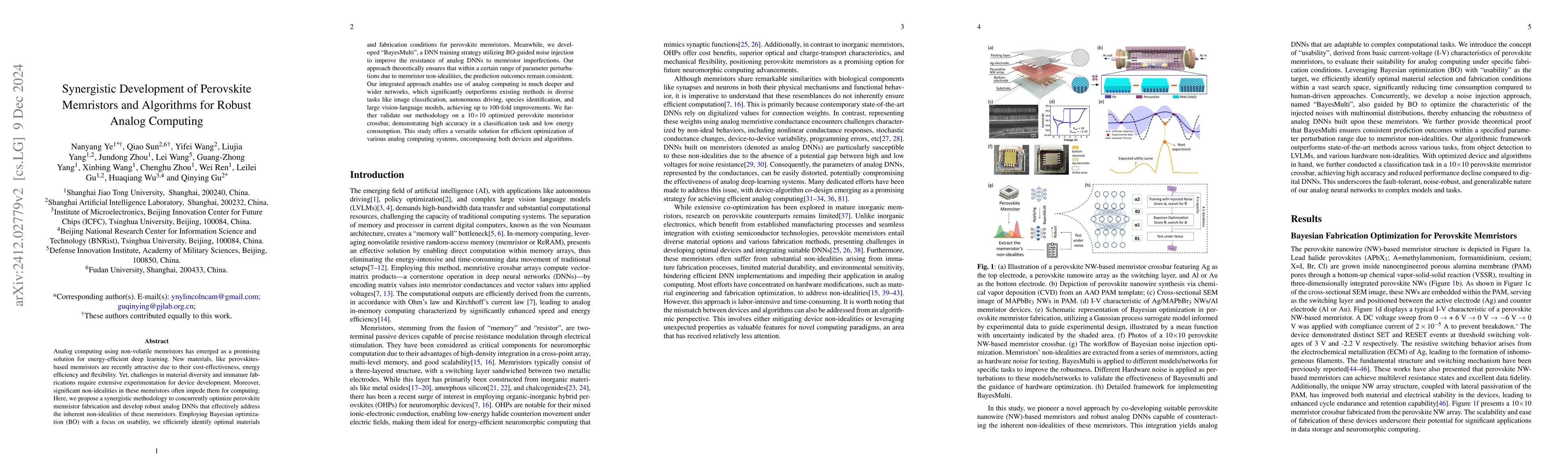 Thumbnail for Synergistic Development of Perovskite Memristors and Algorithms for
  Robust Analog Computing