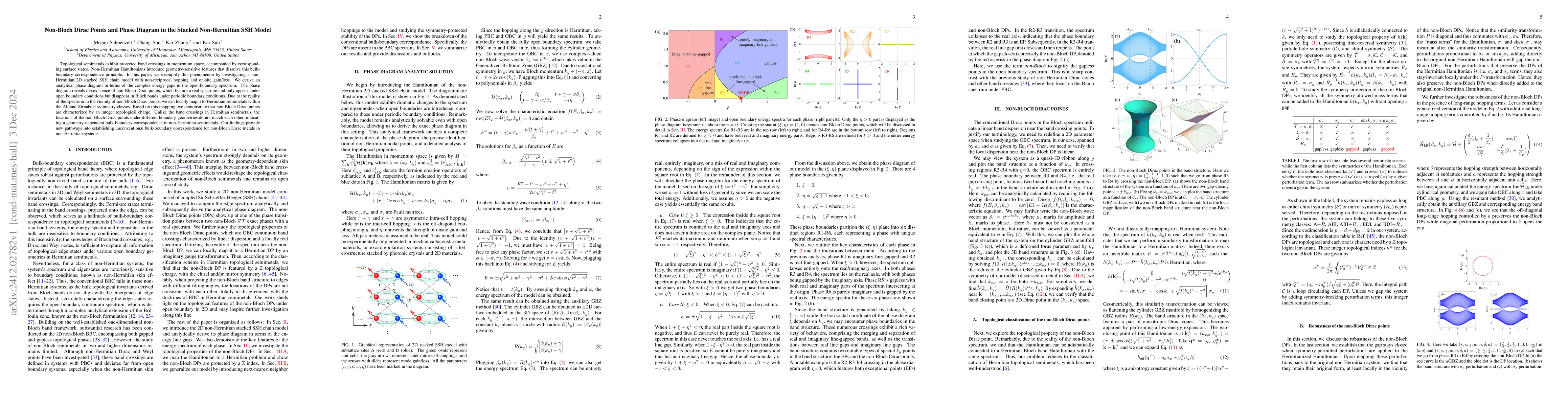 Thumbnail for Non-Bloch Dirac Points and Phase Diagram in the Stacked Non-Hermitian
  SSH Model