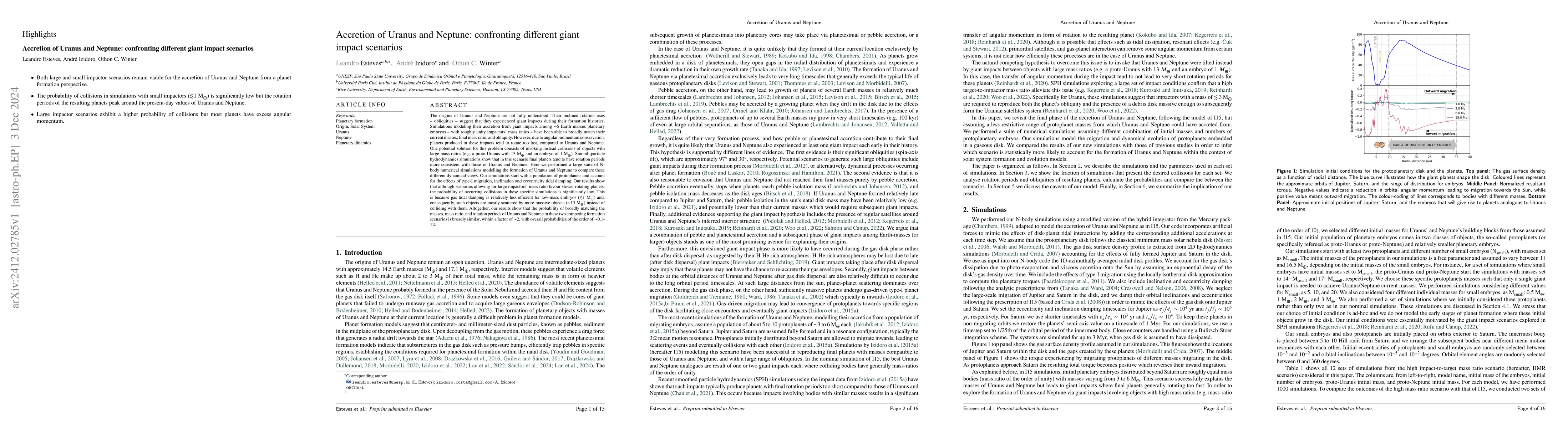Thumbnail for Accretion of Uranus and Neptune: confronting different giant impact
  scenarios