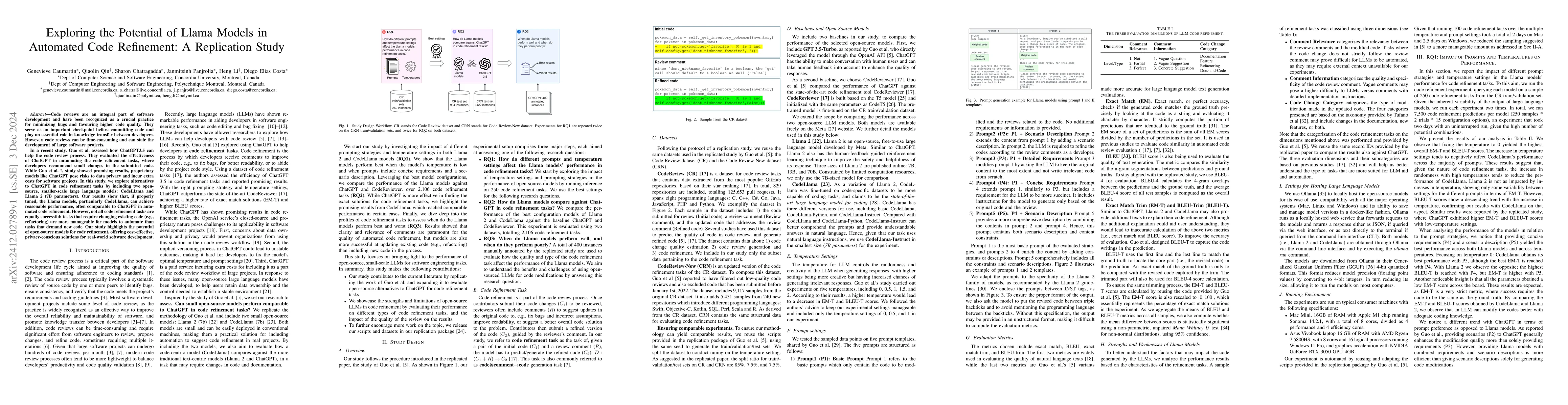 Thumbnail for Exploring the Potential of Llama Models in Automated Code Refinement: A
  Replication Study