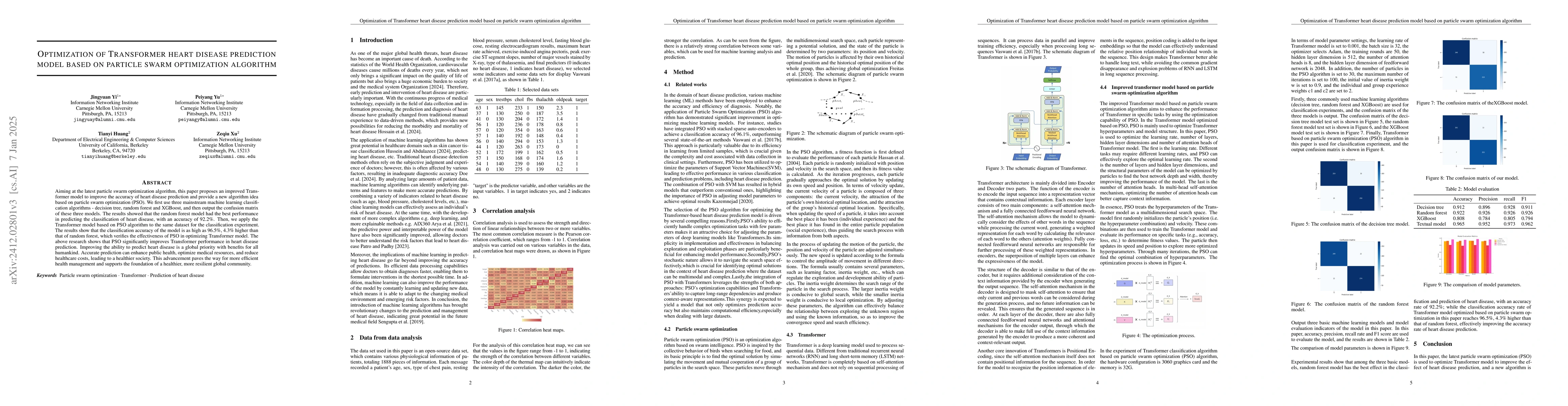 Thumbnail for Optimization of Transformer heart disease prediction model based on
  particle swarm optimization algorithm