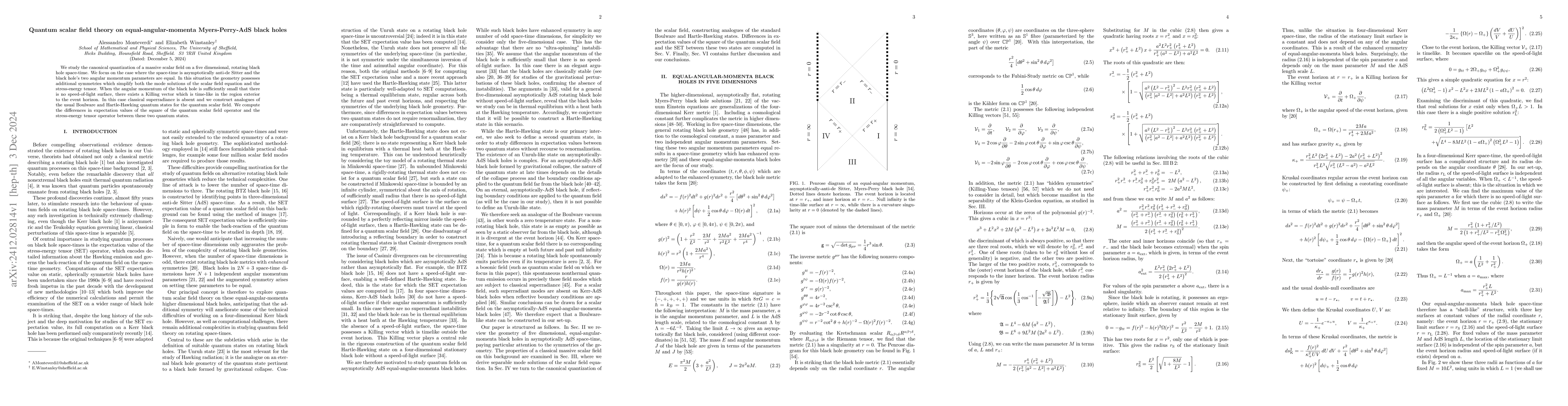 Thumbnail for Quantum scalar field theory on equal-angular-momenta Myers-Perry-AdS
  black holes