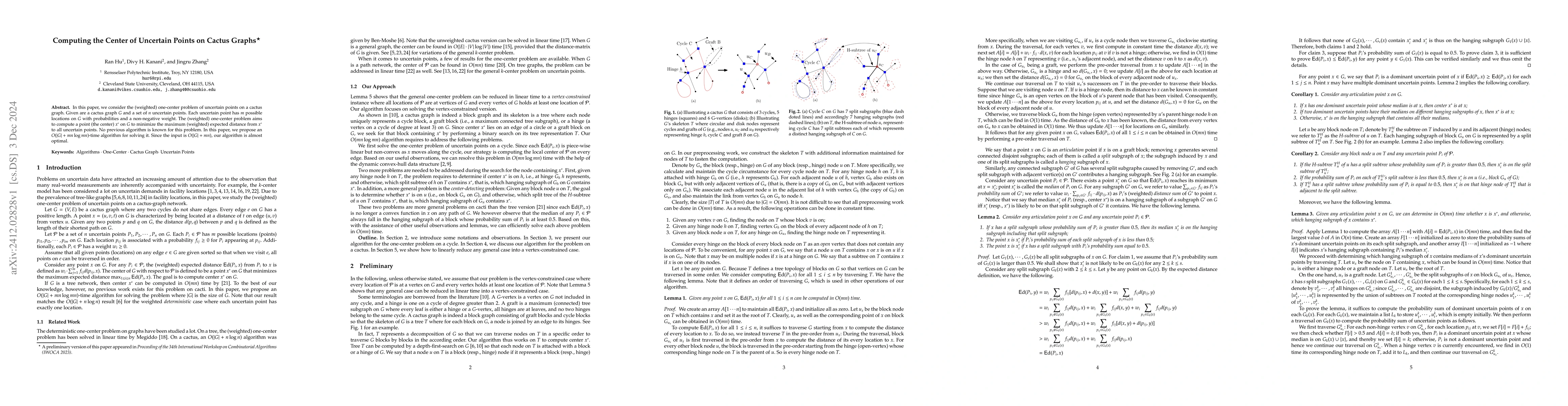 Thumbnail for Computing the Center of Uncertain Points on Cactus Graphs
