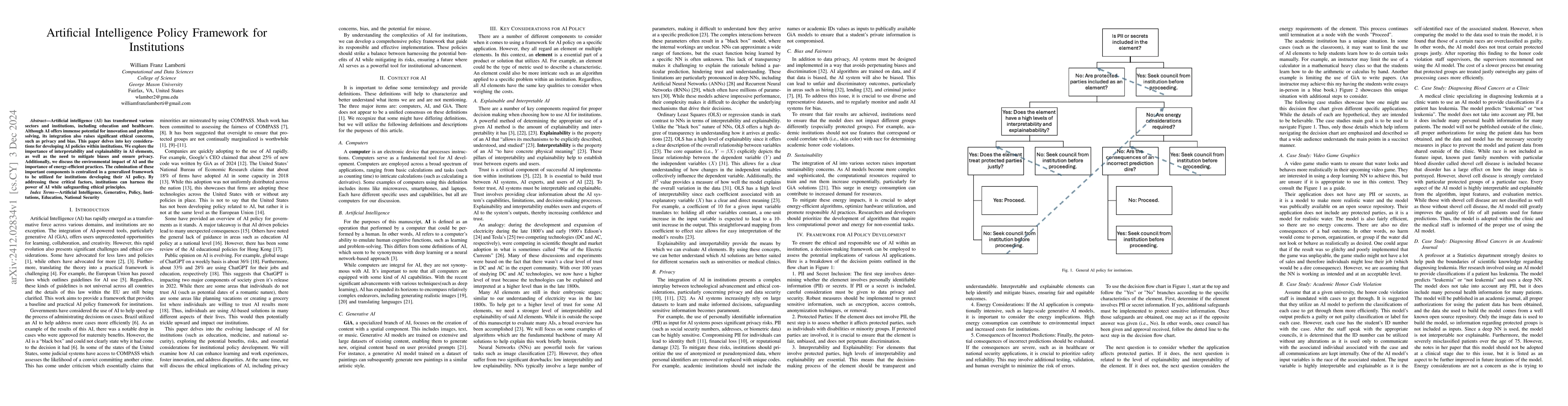 Thumbnail for Artificial Intelligence Policy Framework for Institutions