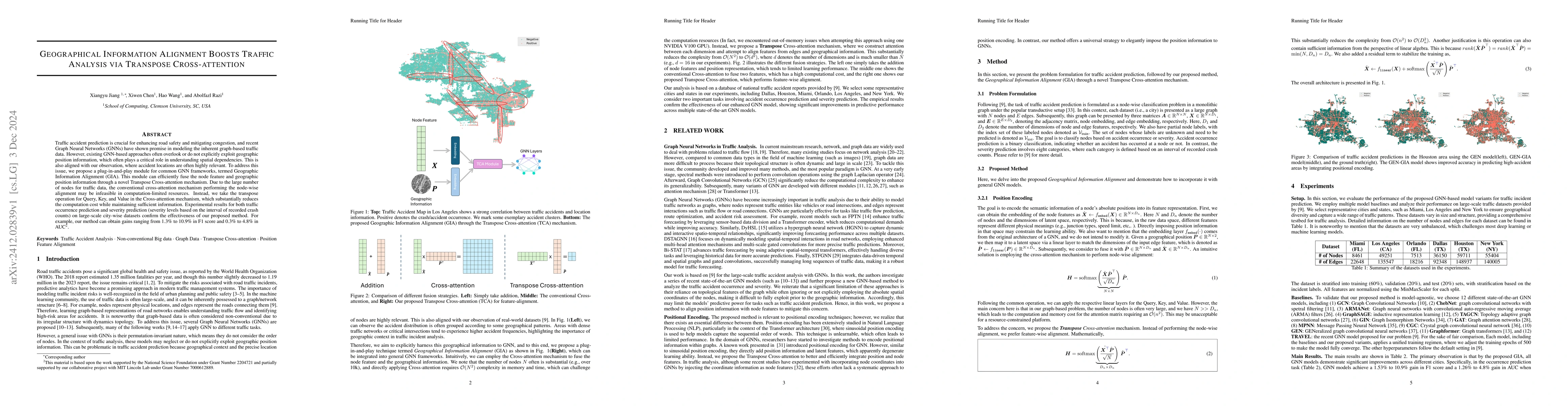 Thumbnail for Geographical Information Alignment Boosts Traffic Analysis via Transpose
  Cross-attention