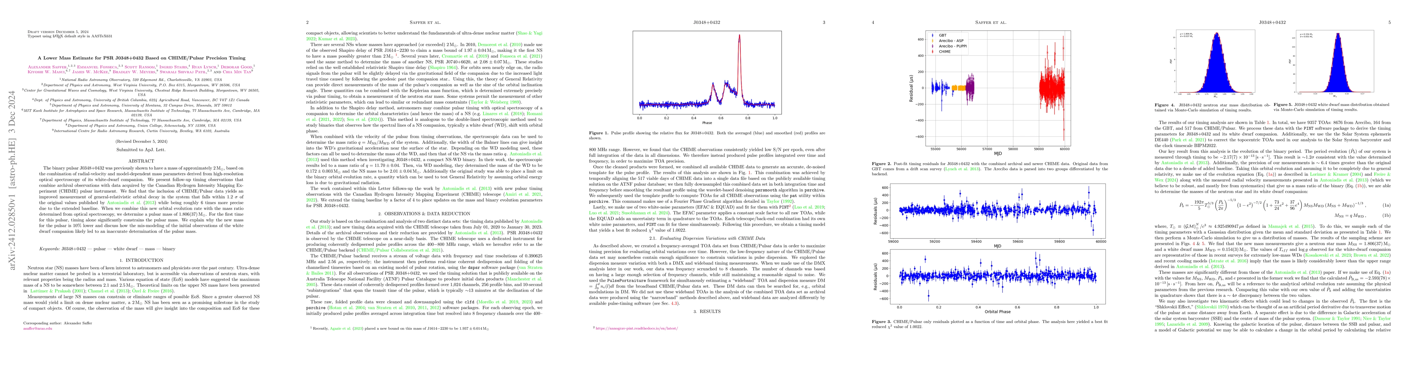 Thumbnail for A Lower Mass Estimate for PSR J0348+0432 Based on CHIME/Pulsar Precision
  Timing