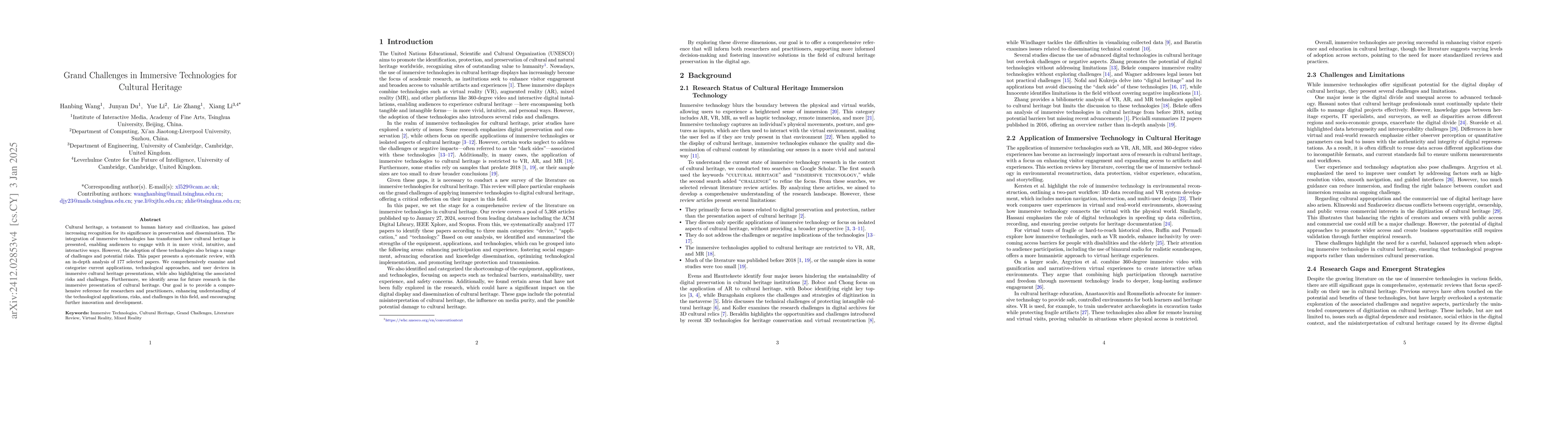 Thumbnail for Grand Challenges in Immersive Technologies for Cultural Heritage