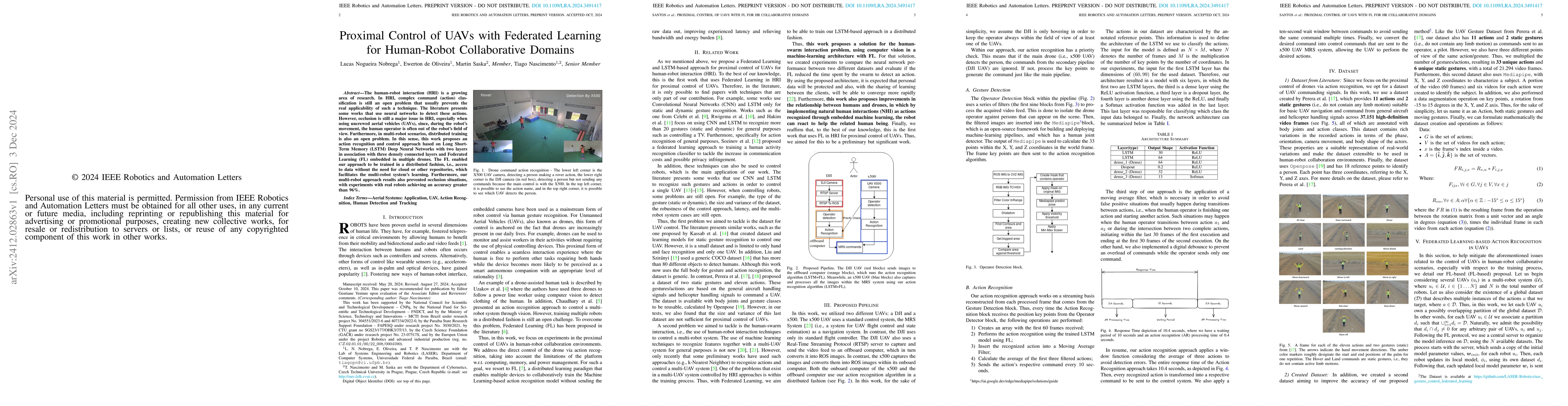 Thumbnail for Proximal Control of UAVs with Federated Learning for Human-Robot
  Collaborative Domains