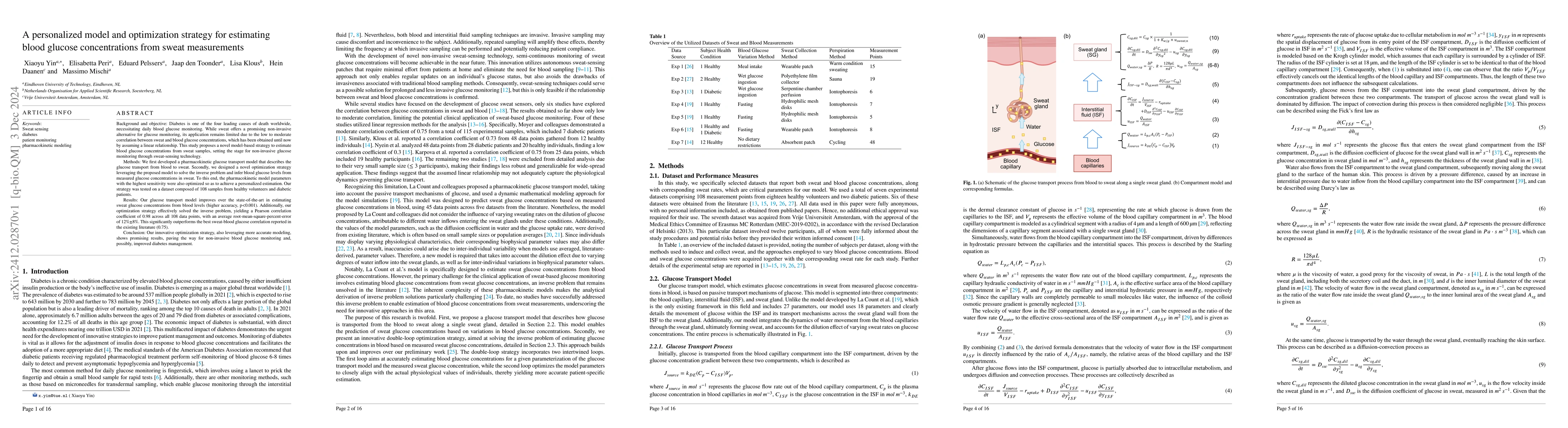 Thumbnail for A personalized model and optimization strategy for estimating blood
  glucose concentrations from sweat measurements