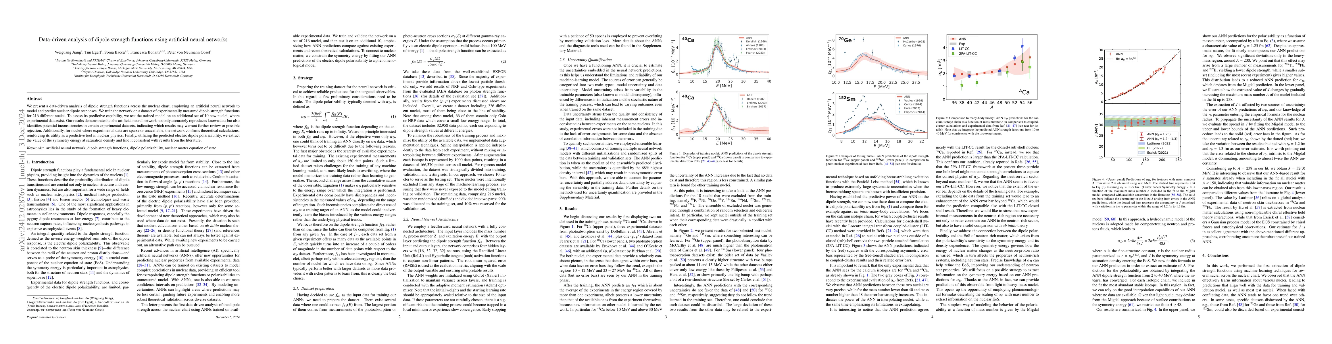 Thumbnail for Data-driven analysis of dipole strength functions using artificial
  neural networks