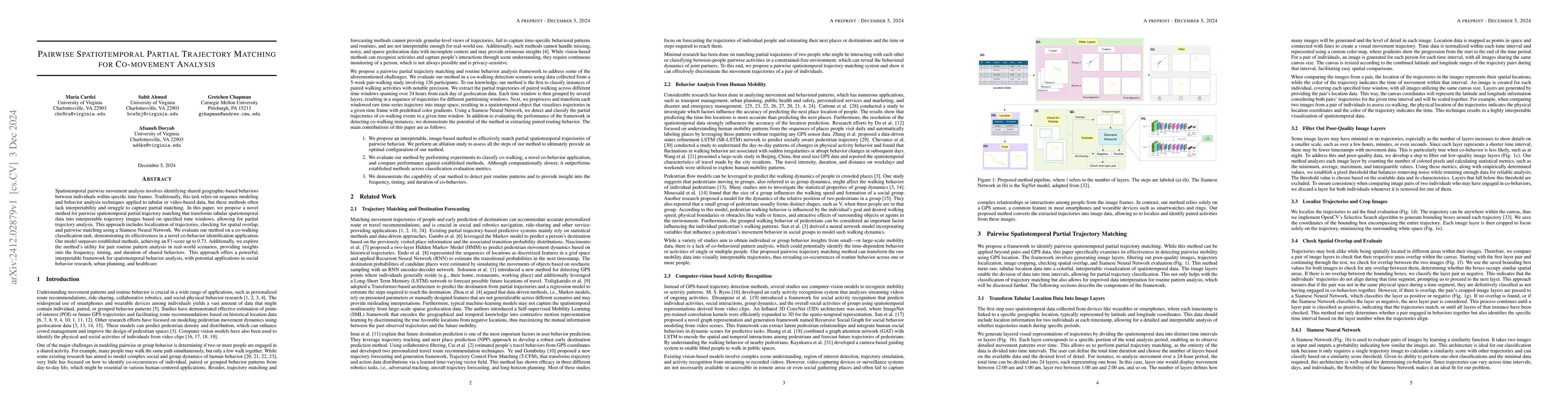 Thumbnail for Pairwise Spatiotemporal Partial Trajectory Matching for Co-movement
  Analysis