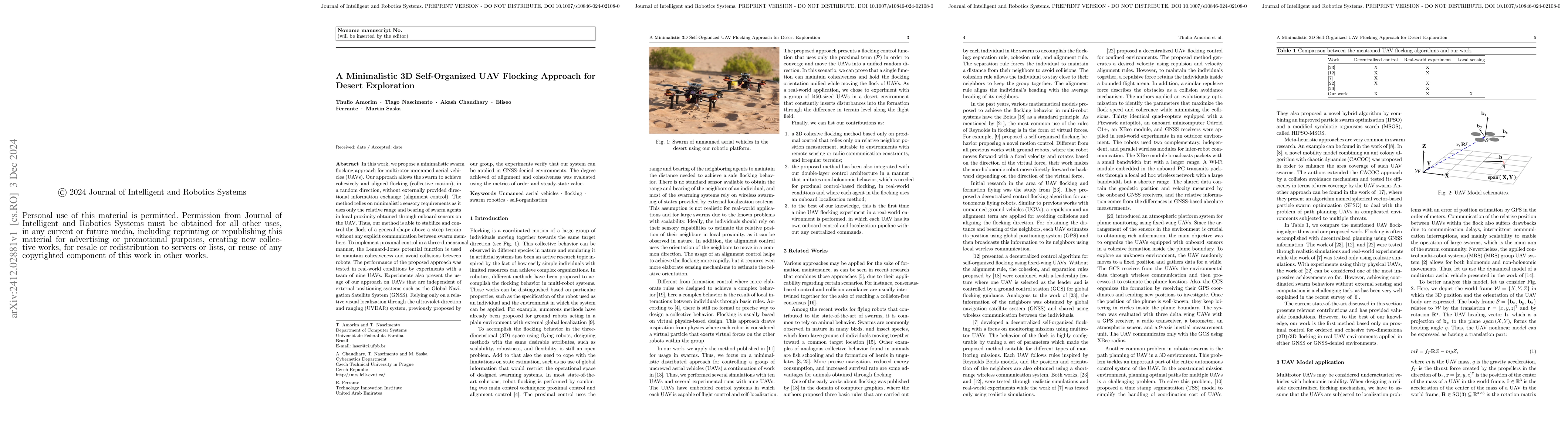 Thumbnail for A Minimalistic 3D Self-Organized UAV Flocking Approach for Desert
  Exploration