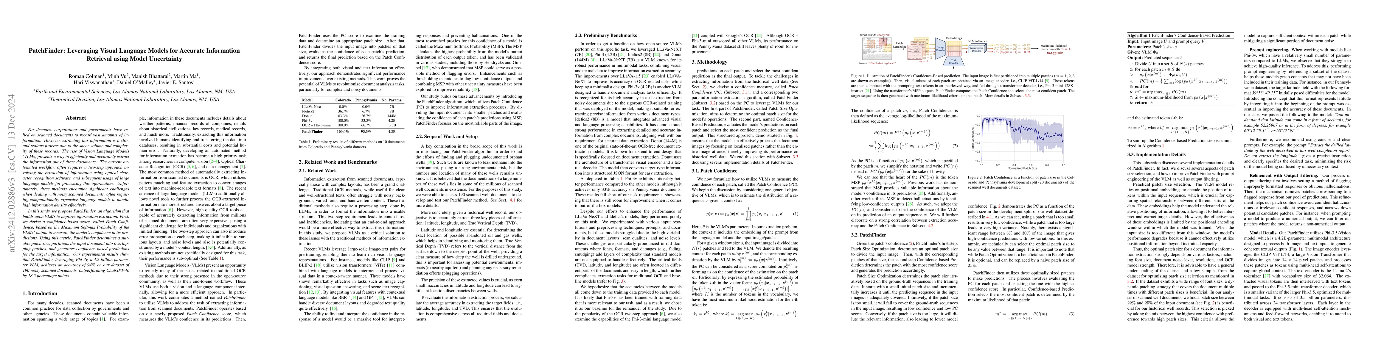 Thumbnail for Patchfinder: Leveraging Visual Language Models for Accurate Information
  Retrieval using Model Uncertainty