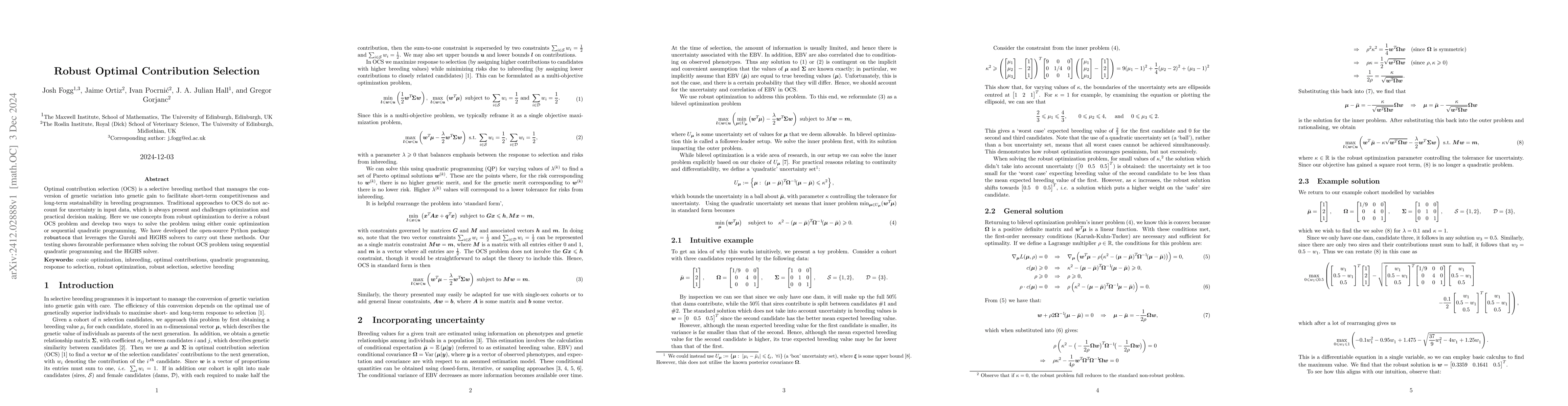 Thumbnail for Robust Optimal Contribution Selection