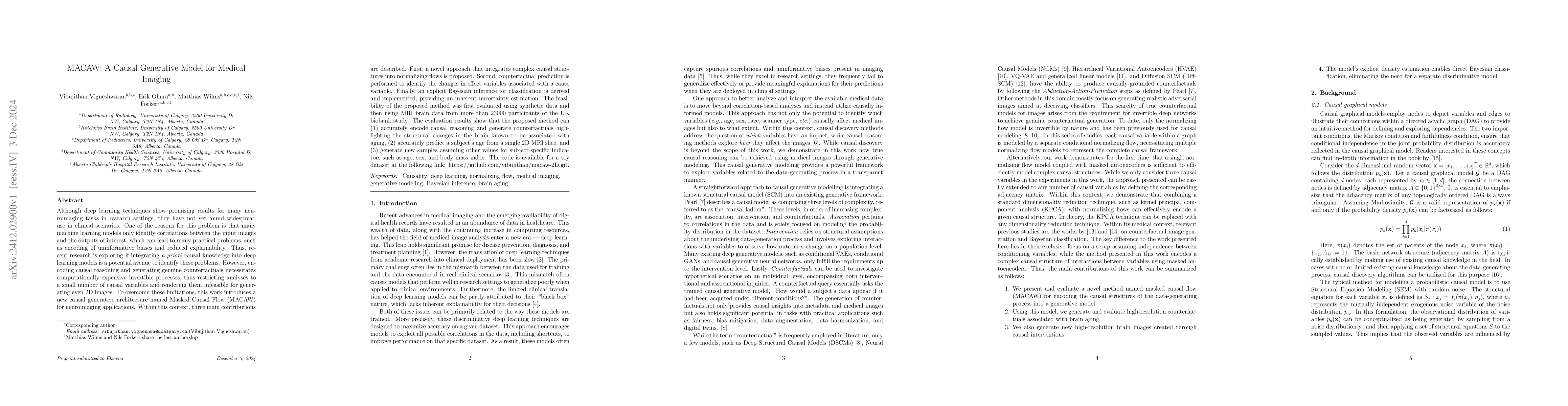 Thumbnail for MACAW: A Causal Generative Model for Medical Imaging
