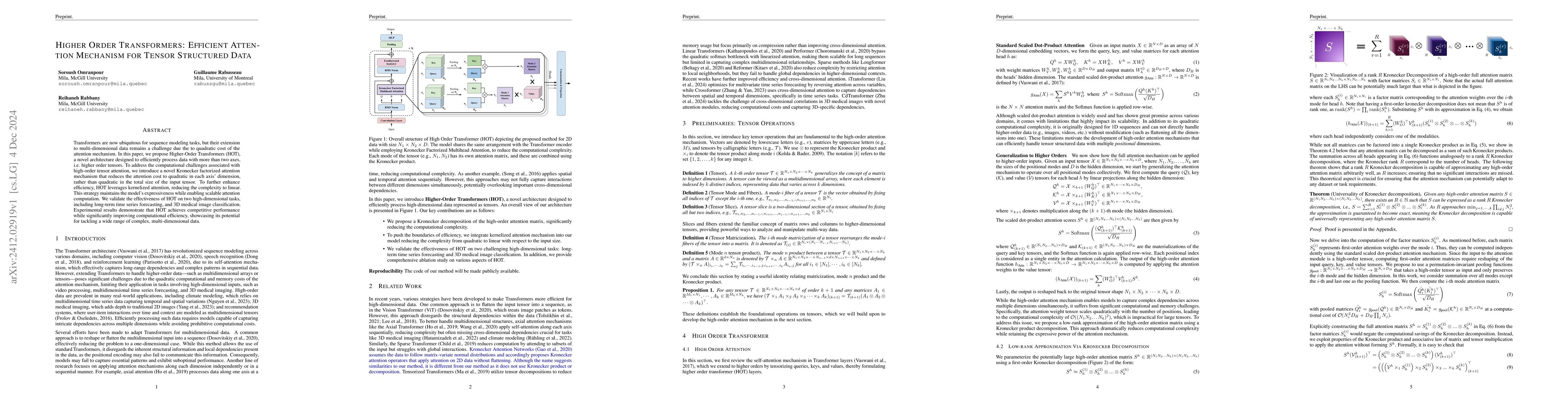 Thumbnail for Higher Order Transformers: Efficient Attention Mechanism for Tensor
  Structured Data