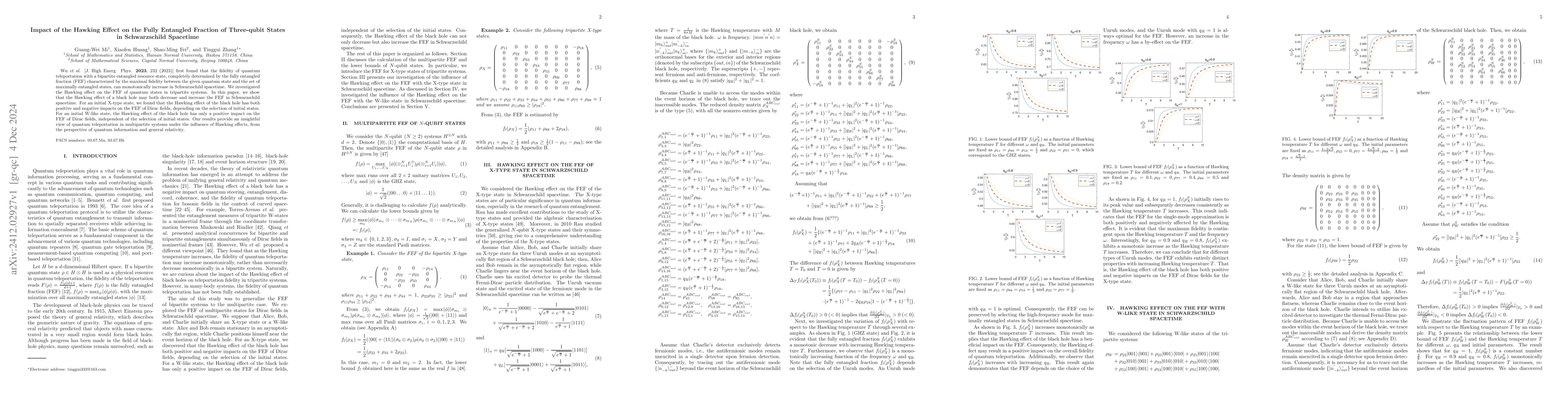 Thumbnail for Impact of the Hawking Effect on the Fully Entangled Fraction of
  Three-qubit States in Schwarzschild Spacetime