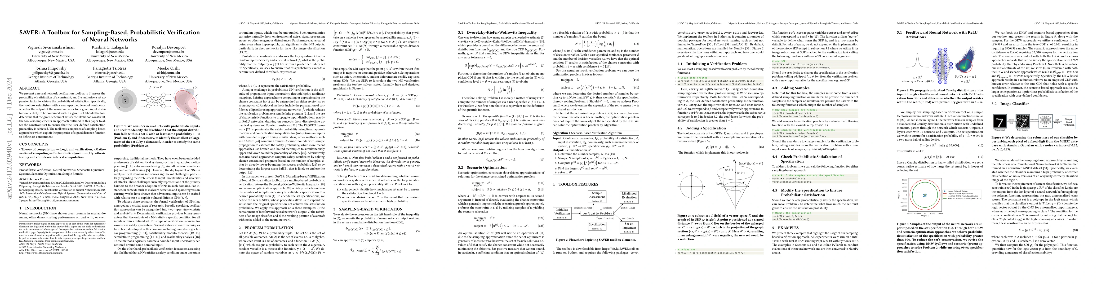 Thumbnail for SAVER: A Toolbox for Sampling-Based, Probabilistic Verification of
  Neural Networks