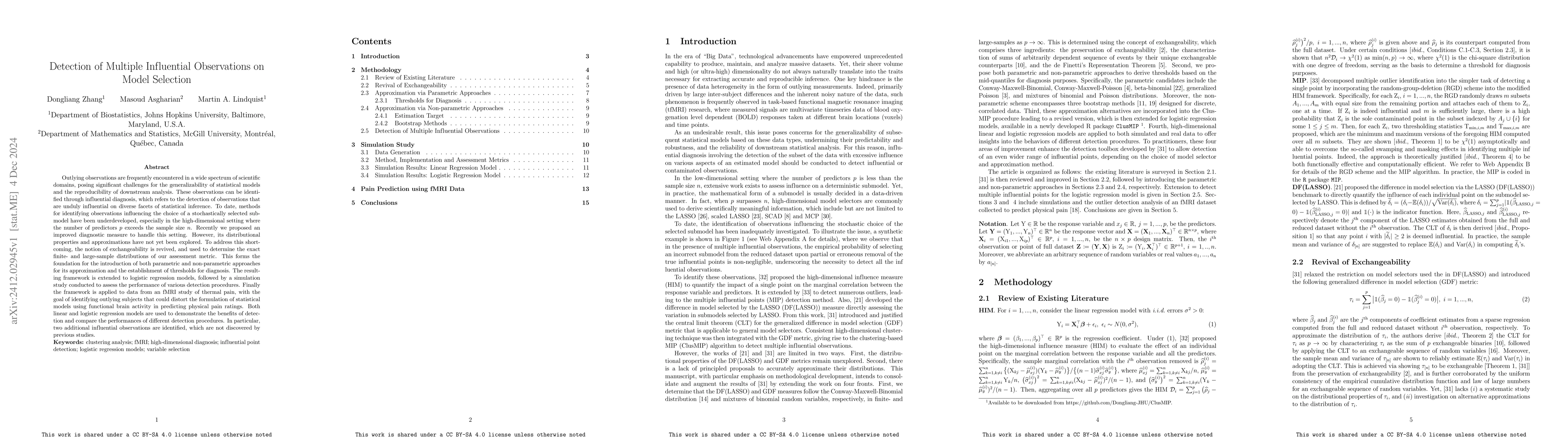 Thumbnail for Detection of Multiple Influential Observations on Model Selection