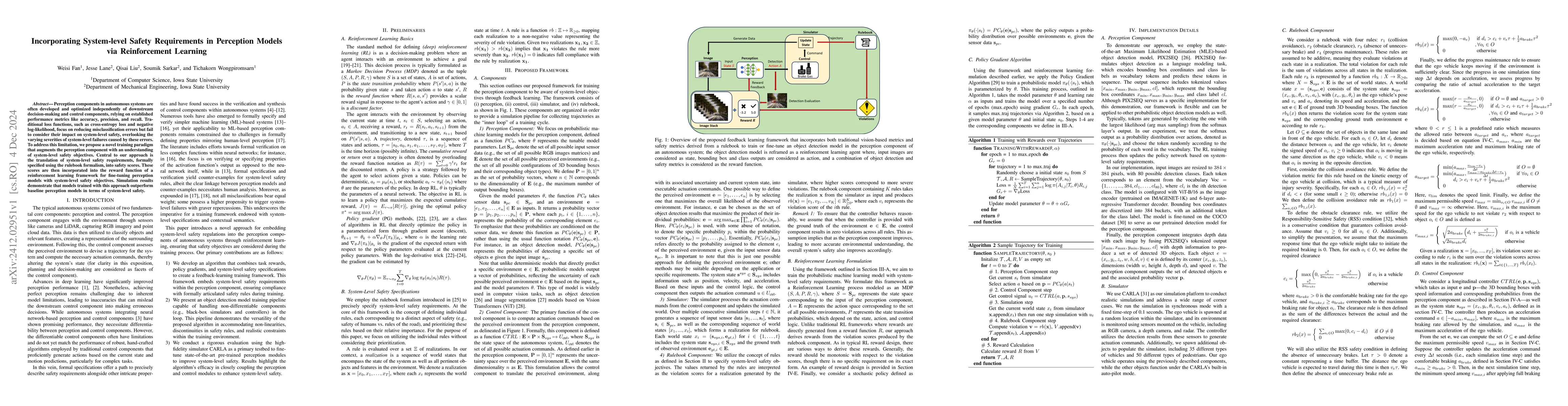 Thumbnail for Incorporating System-level Safety Requirements in Perception Models via
  Reinforcement Learning