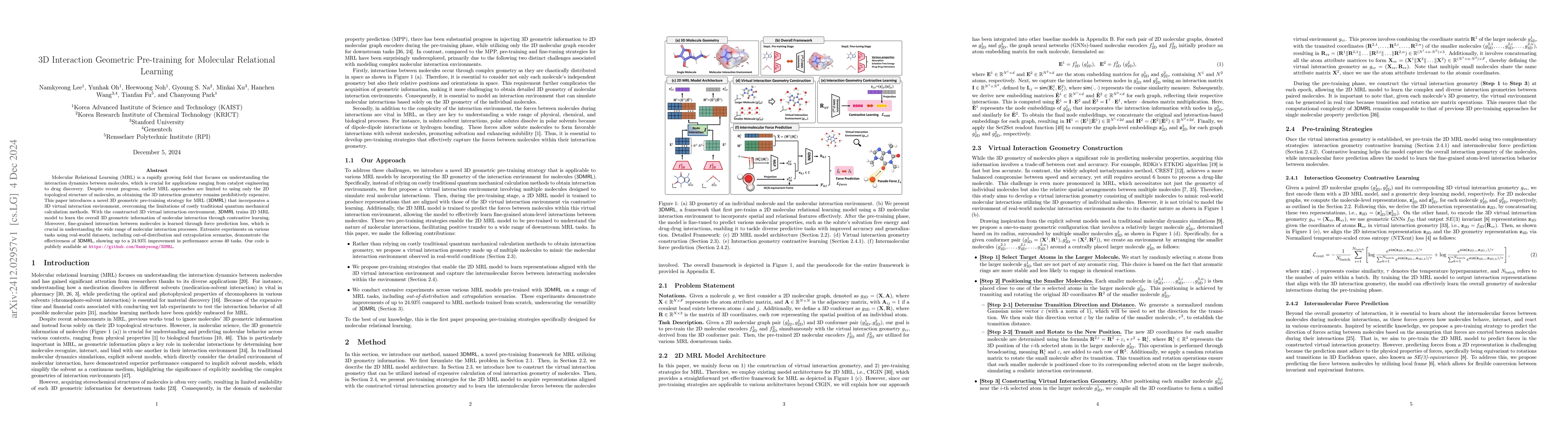 Thumbnail for 3D Interaction Geometric Pre-training for Molecular Relational Learning