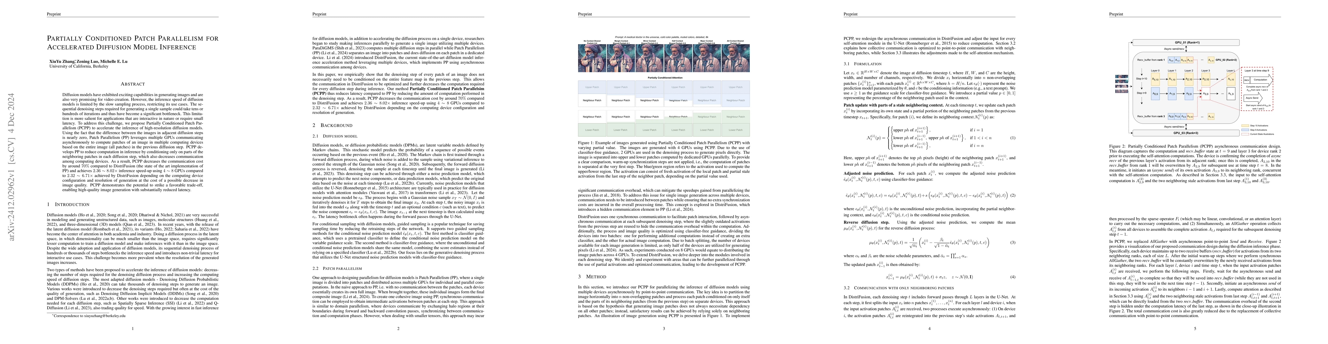 Thumbnail for Partially Conditioned Patch Parallelism for Accelerated Diffusion Model
  Inference