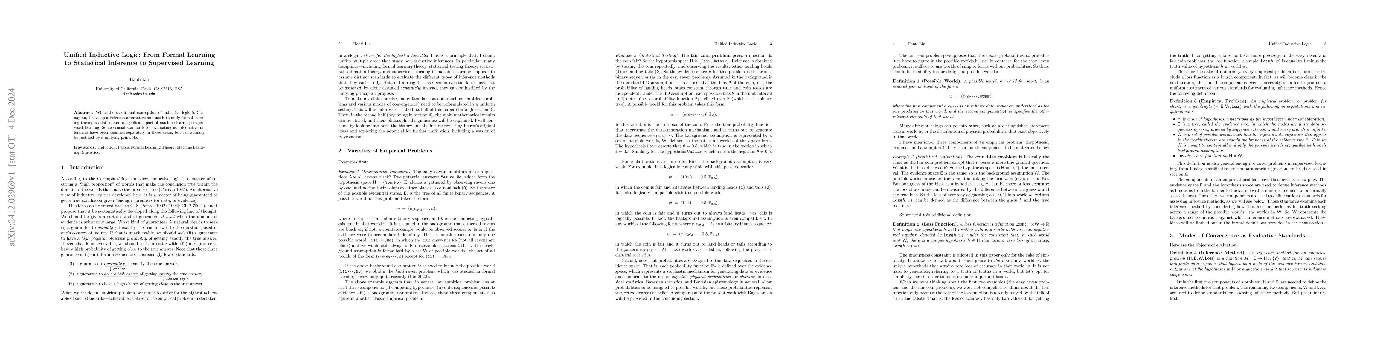 Thumbnail for Unified Inductive Logic: From Formal Learning to Statistical Inference
  to Supervised Learning