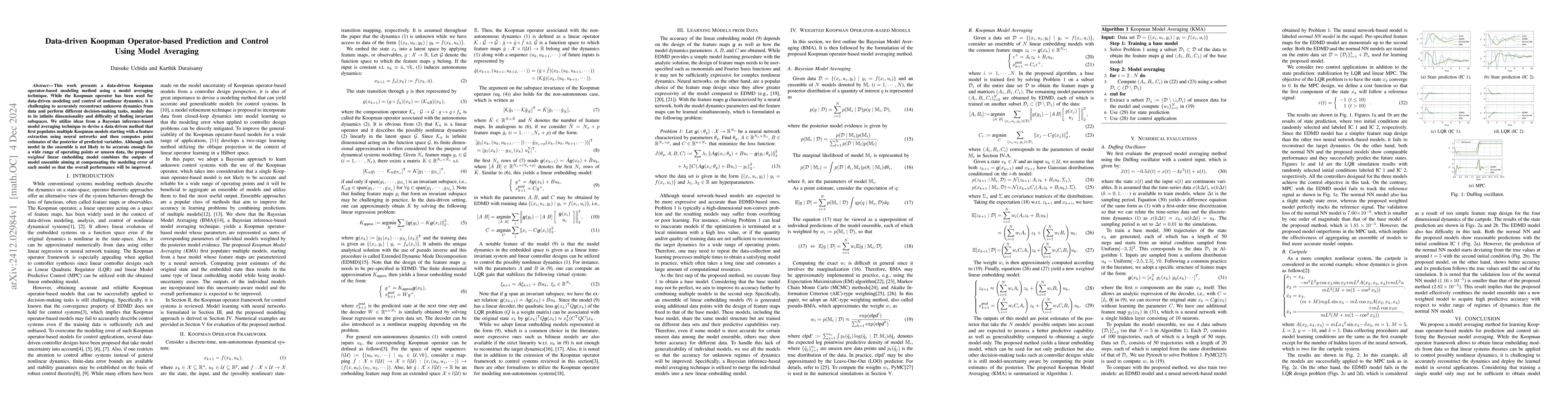 Thumbnail for Data-driven Koopman Operator-based Prediction and Control Using Model
  Averaging