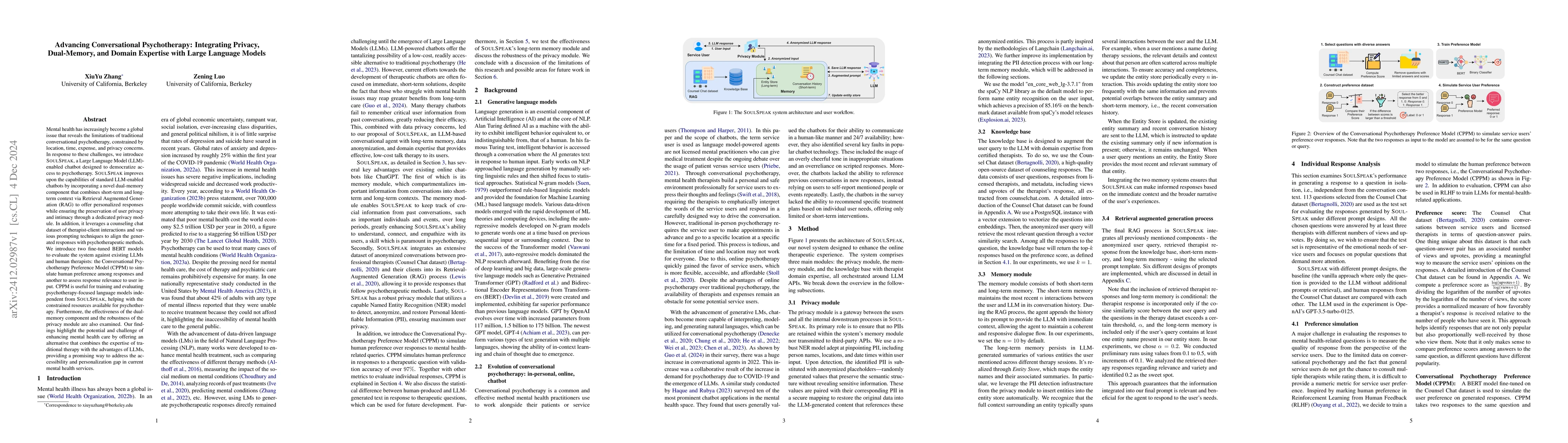 Thumbnail for Advancing Conversational Psychotherapy: Integrating Privacy,
  Dual-Memory, and Domain Expertise with Large Language Models