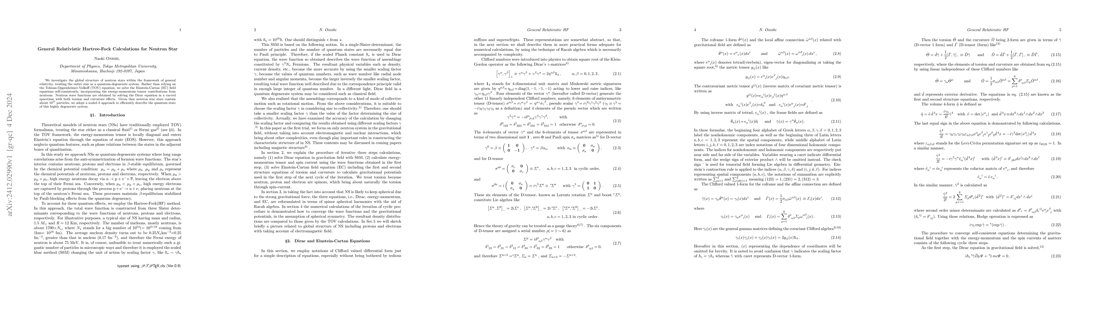 Thumbnail for General Relativistic Hartree-Fock Calculations for Neutron Star