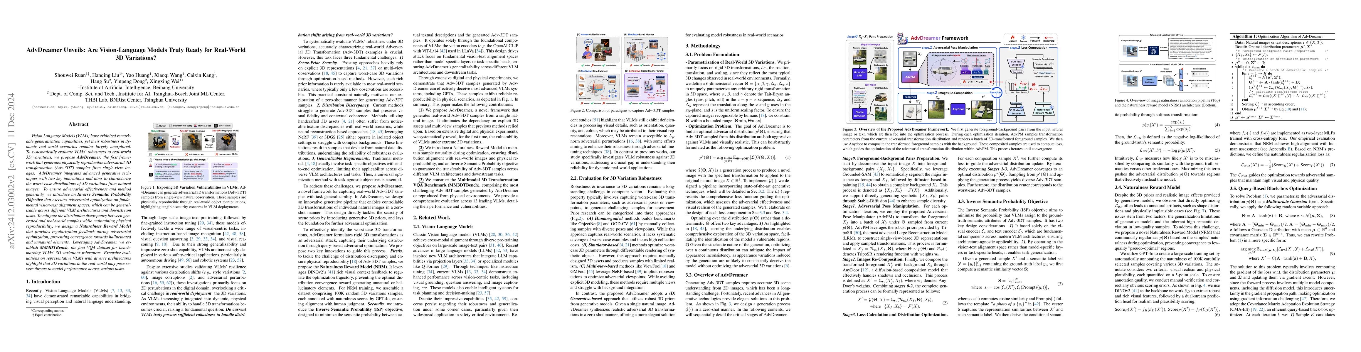 Thumbnail for AdvDreamer Unveils: Are Vision-Language Models Truly Ready for
  Real-World 3D Variations?