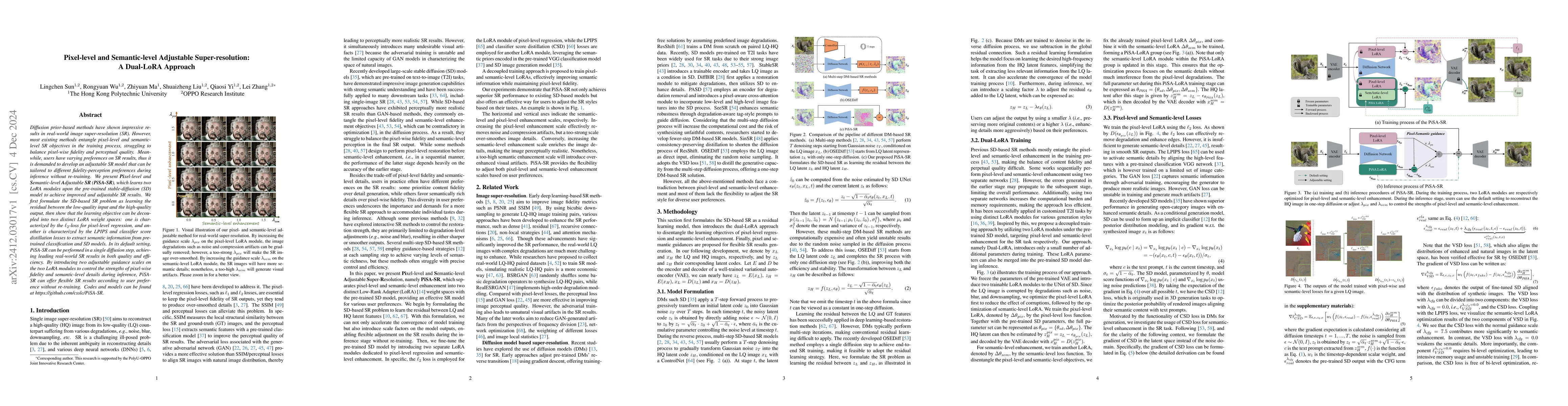 Thumbnail for Pixel-level and Semantic-level Adjustable Super-resolution: A Dual-LoRA
  Approach