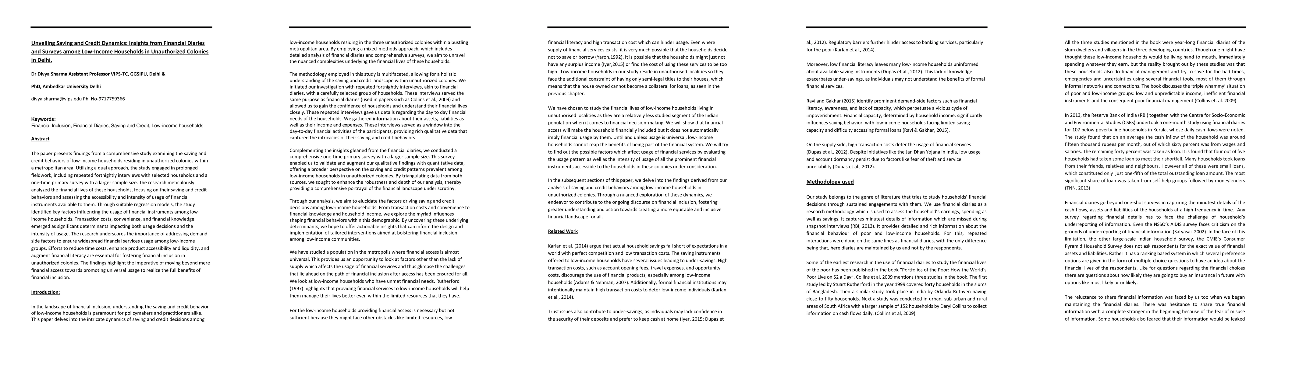 Thumbnail for Unveiling Saving and Credit Dynamics: Insights from Financial Diaries
  and Surveys among Low-Income Households in Unauthorized Colonies in Delhi