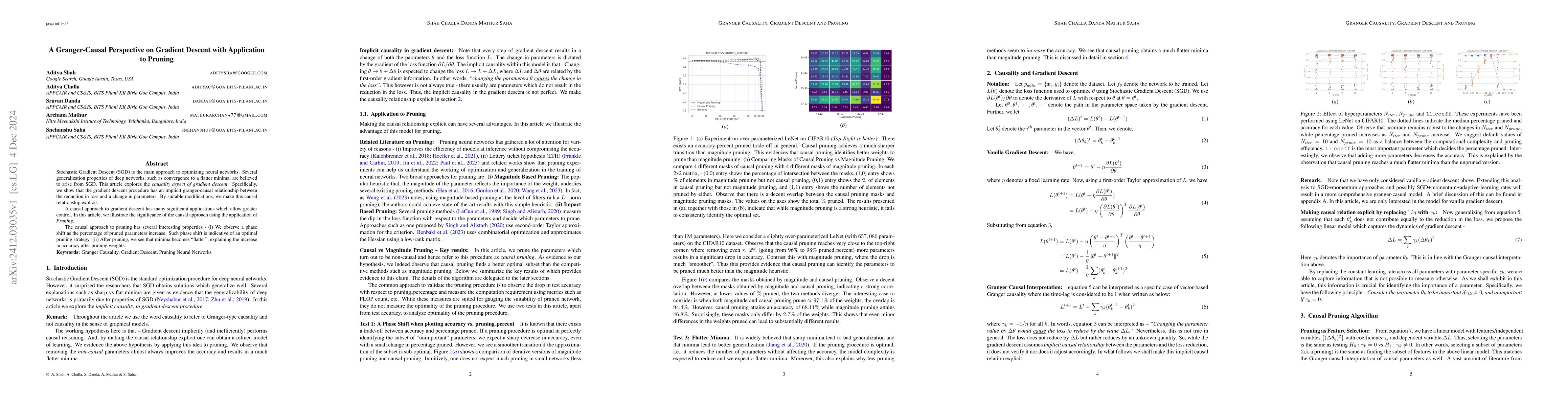 Thumbnail for A Granger-Causal Perspective on Gradient Descent with Application to
  Pruning