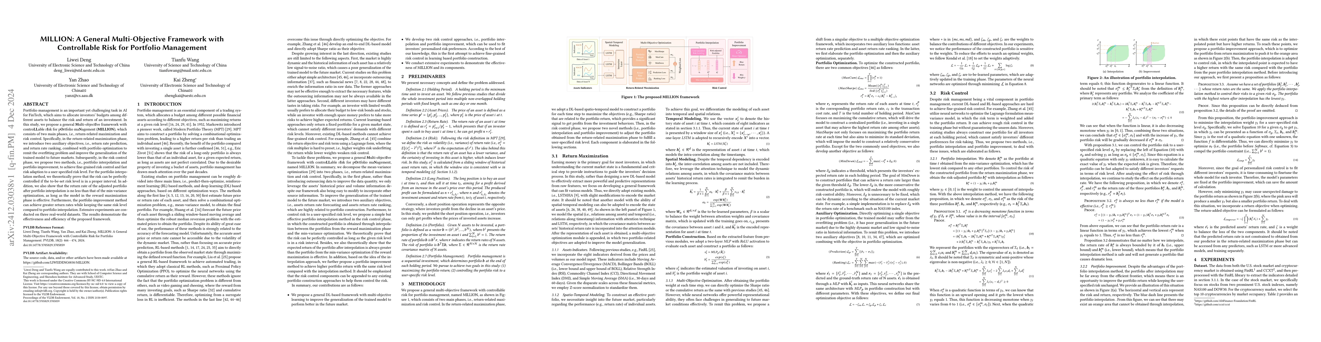 Thumbnail for MILLION: A General Multi-Objective Framework with Controllable Risk for
  Portfolio Management