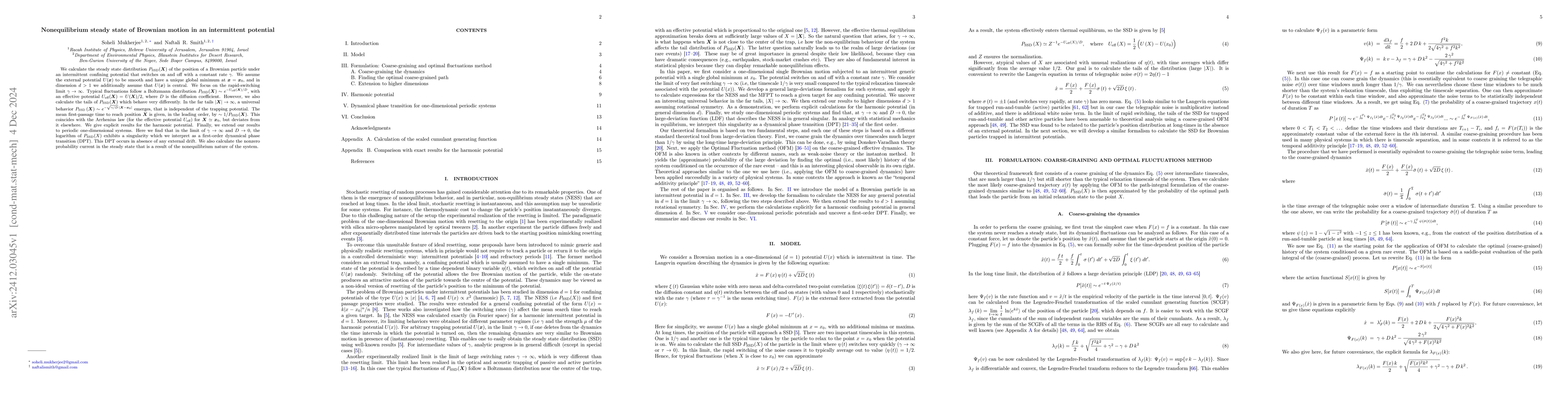 Thumbnail for Nonequilibrium steady state of Brownian motion in an intermittent
  potential